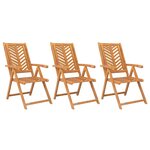 vidaXL Chaises de jardin inclinables lot de 3 bois massif d'acacia