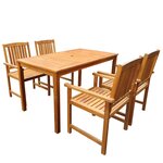 vidaXL Mobilier à dîner d'extérieur 5 Pièces Bois d'acacia solide