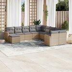 vidaXL Salon de jardin et coussins 11 Pièces mélange beige résine tressée