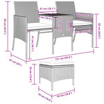 vidaXL Canapé de jardin 2 places avec table et tabourets marron rotin