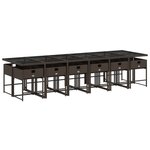 vidaXL Ensemble à manger de jardin avec coussins 13 Pièces marron rotin