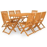 vidaXL Mobilier à dîner de jardin pliable 9 Pièces Bois d'acacia solide