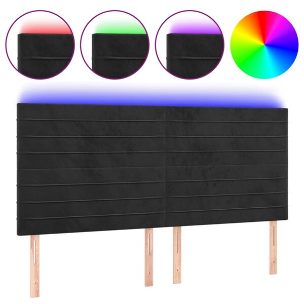 vidaXL Tête de lit à LED Noir 180x5x118/128 cm Velours
