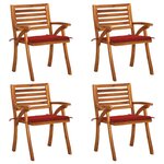 vidaXL Chaises de jardin avec coussins 4 Pièces Bois de teck solide