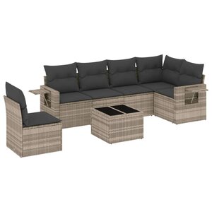 vidaXL Salon de jardin avec coussins 7 Pièces gris clair résine tressée