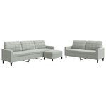 vidaXL Ensemble de canapés 3 Pièces avec coussins Gris clair Velours
