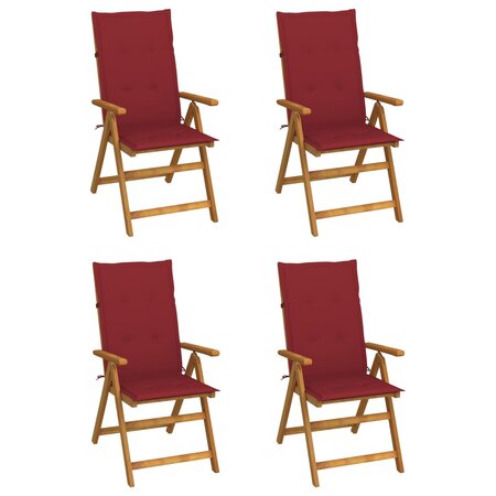 vidaXL Chaises inclinables de jardin 4 Pièces avec coussins Bois d'acacia