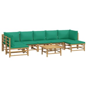 Salon de jardin meuble d'extérieur ensemble de mobilier 8 pièces avec coussins vert bambou 02_0017769