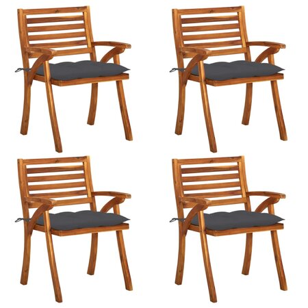 vidaXL Chaises de jardin avec coussins 4 Pièces Bois de teck solide