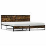 vidaXL Cadre de lit en métal sans matelas chêne fumé 193x203 cm