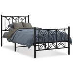 vidaXL Cadre de lit métal avec tête de lit/pied de lit noir 75x190 cm