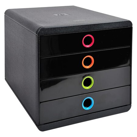 Exacompta Set de tiroirs de bureau Pop-Box avec 4 tiroirs Noir