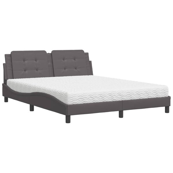 vidaXL Lit avec matelas gris 160x200 cm similicuir