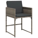 vidaXL Ensemble à manger de jardin et coussins 7 Pièces gris rotin