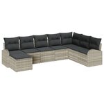 vidaXL Ensemble de canapé de jardin 8 pièces avec coussins en rattan poly gris clair