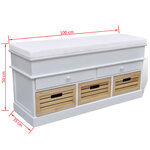 vidaXL Banc d'entrée et de rangement avec coussin 2 tiroirs Blanc