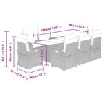 vidaXL Ensemble à manger de jardin et coussins 9 Pièces mélange beige
