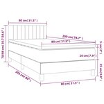 vidaXL Sommier à lattes de lit avec matelas Gris foncé 80x200 cm Tissu