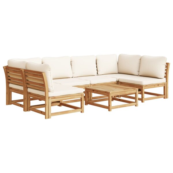 vidaXL Salon de jardin avec coussins 7 Pièces bois massif d'acacia