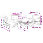 vidaXL Salon de jardin 7 Pièces avec coussins cire marron bois pin massif