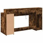 Bureau table poste de travail meuble d'ordinateur informatique étude et lumières LED chêne fumé 160 x 55 x 91cm bois d'ingénierie brun 02_0023786