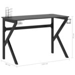vidaXL Bureau de jeu avec pieds en forme de K Noir 110x60x75 cm