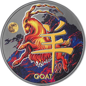 Monnaie YEAR OF THE GOAT Lunar Zodiac Black Edition 1/2 Oz Argent 500 Francs Cameroon 2026 (PRÉCOMMANDE)