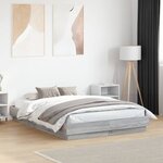 vidaXL Cadre de lit avec lumières LED sonoma gris 135x190 cm