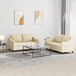 vidaXL Ensemble de canapés 2 Pièces avec coussins Crème Tissu