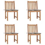 vidaXL Chaises de jardin lot de 4 avec coussins Bois de teck massif