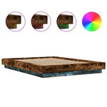 vidaXL Cadre de lit avec lumières LED chêne fumé 120x190 cm