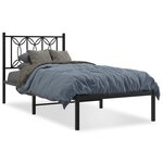 vidaXL Cadre de lit métal avec tête de lit noir 90x200 cm