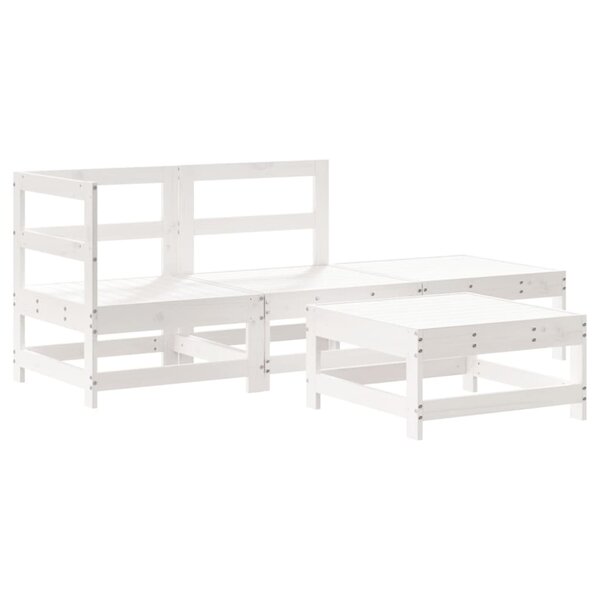 vidaXL Salon de jardin 4 Pièces blanc bois de pin massif