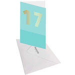 Carte D'anniversaire 17 Ans En Or - Bleu Turquoise - A Message - Pour Ados Fille Garçon - 11 5 X 17 Cm - Draeger paris