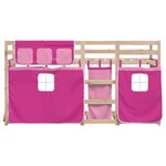 vidaXL Lit superposé avec rideaux rose 75x190 cm bois pin massif
