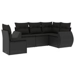 vidaXL Salon de jardin 5 Pièces avec coussins noir résine tressée