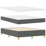 vidaXL Lit à Ressorts avec Matelas & Banc Gris Foncé 140x200 cm Tissu