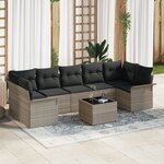 Ensemble de Canapé de Jardin vidaXL 8 Pièces avec Coussins Gris Clair Rattan
