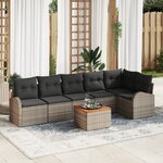 vidaXL Ensemble de canapés de jardin 7 pièces avec coussins gris poly rattan acacia