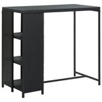 vidaXL Ensemble de bar de jardin 3 Pièces avec coussins noir poly rotin
