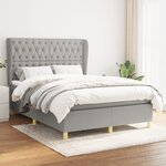 vidaXL Sommier à lattes de lit avec matelas Gris clair 140x190cm Tissu