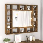 vidaXL Armoire à miroir avec LED Chêne fumé 91x15x76 5 cm