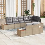 vidaXL Ensemble de canapés de jardin 8 pièces avec coussins Beige Rotin Synthétique