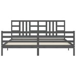 vidaXL Cadre de lit avec tête de lit gris 200x200 cm bois massif