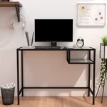 vidaXL Bureau d'ordinateur Marbre blanc 100x36x74 cm Verre trempé