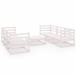 vidaXL Salon de jardin 7 Pièces Blanc Bois de pin massif