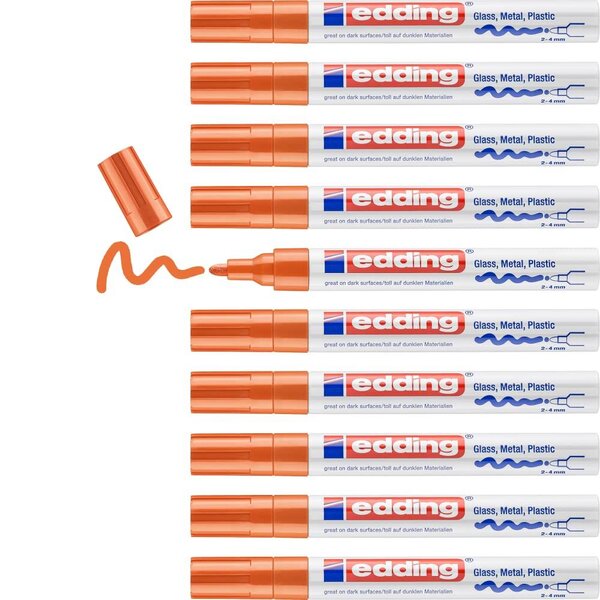 Marqueur Peinture brillante 750 Orange Pointe Ronde 2-4 mm x 10 EDDING