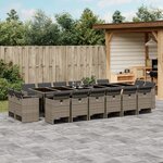 vidaXL Ensemble à manger de jardin 17 Pièces et coussins résine tressée