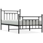 vidaXL Cadre de lit métal avec tête de lit/pied de lit noir 100x190 cm