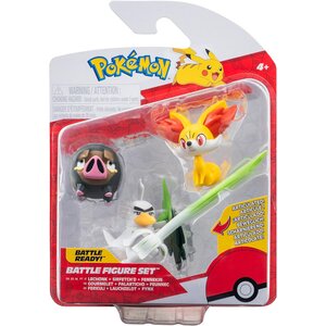 Jazwares PKW3602 - Figurines Pokémon de bataille Fennekin Lechonk et Sirfetch'd